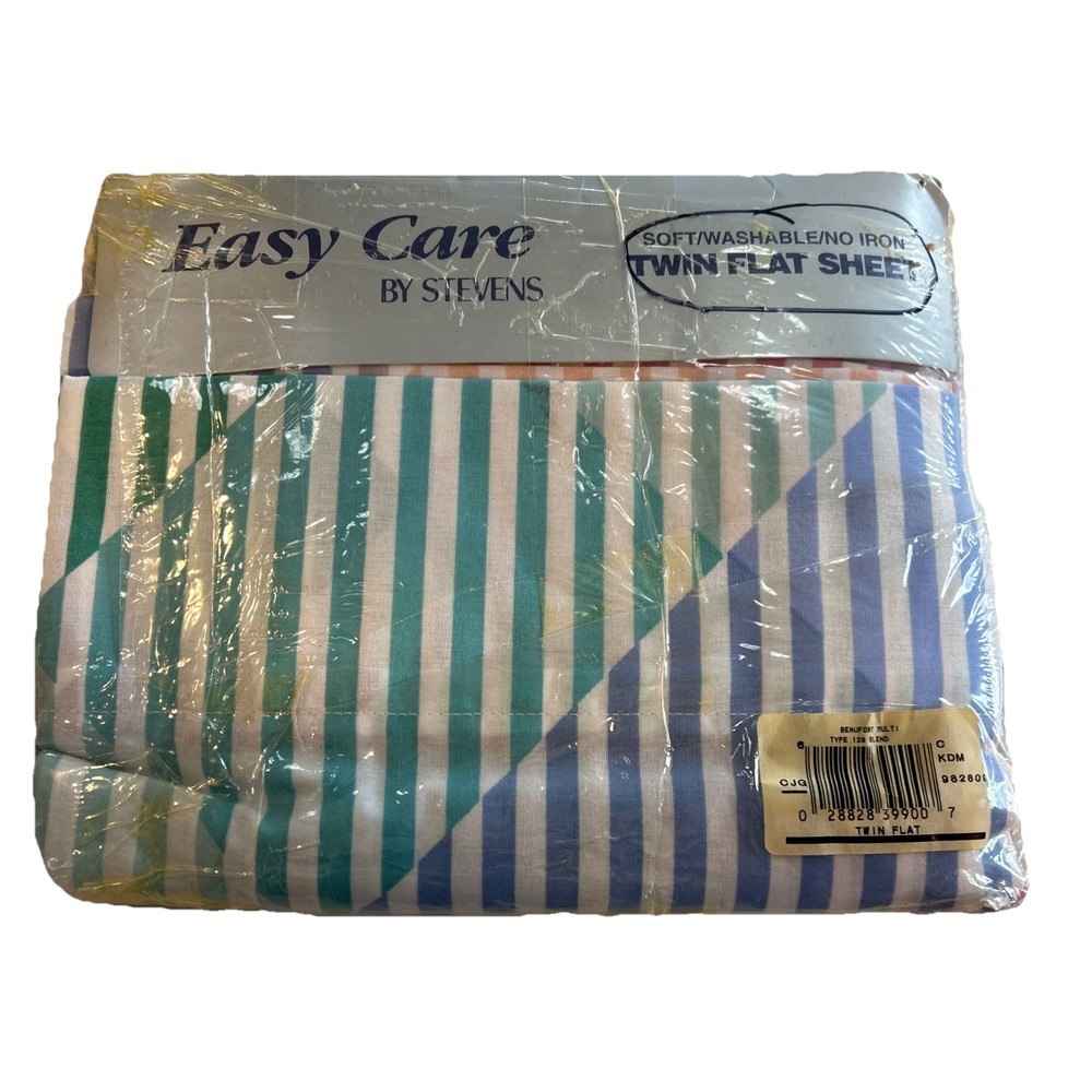 Easy Care By Stevens "Beaufort" Twin Flat Multicolored Sheet New W/Tag See Notes